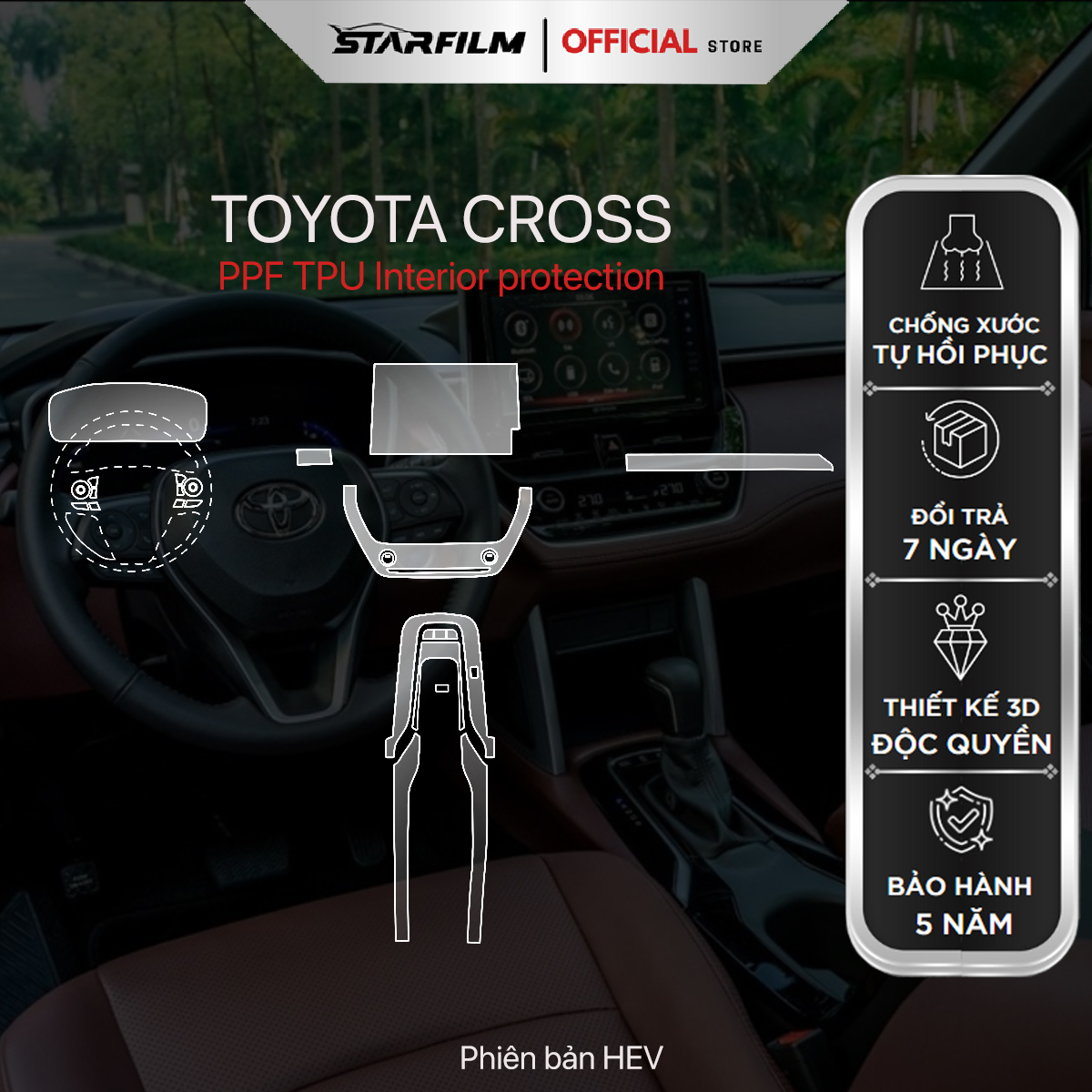 TOYOTA CROSS (NEW) PPF TPU chống xước tự hồi phục STAR FILM